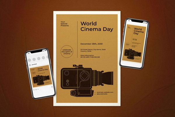 Classical Cinema Day Flyer Template FREE PSD