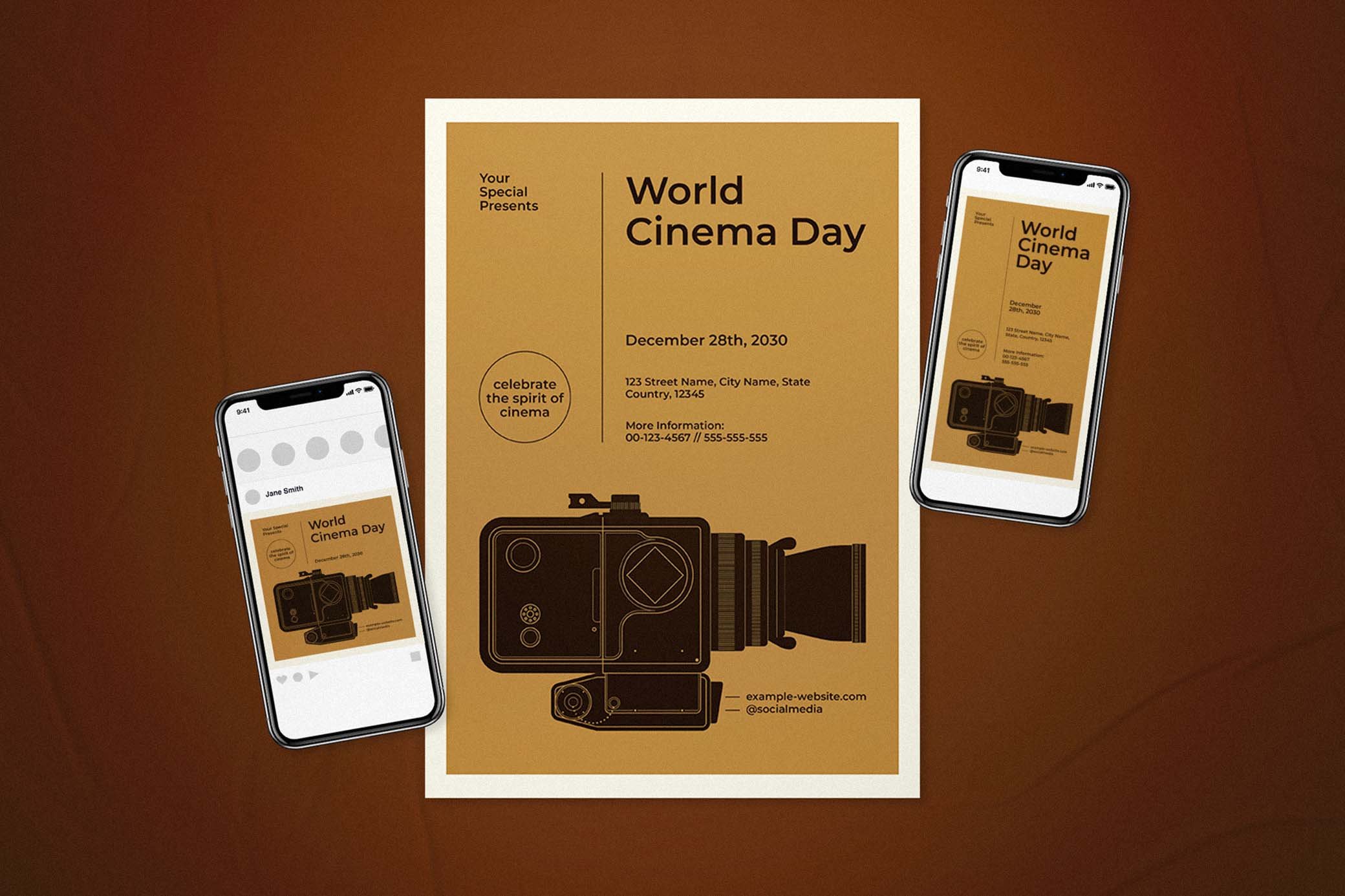 Classical Cinema Day Flyer Template FREE PSD