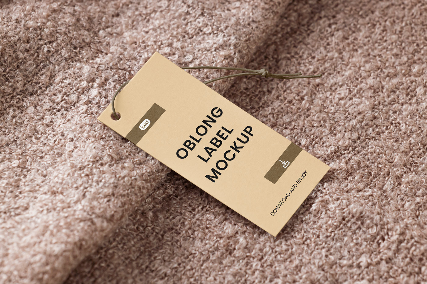hanging Paper Tag Mockup on Blanket FREE PSD