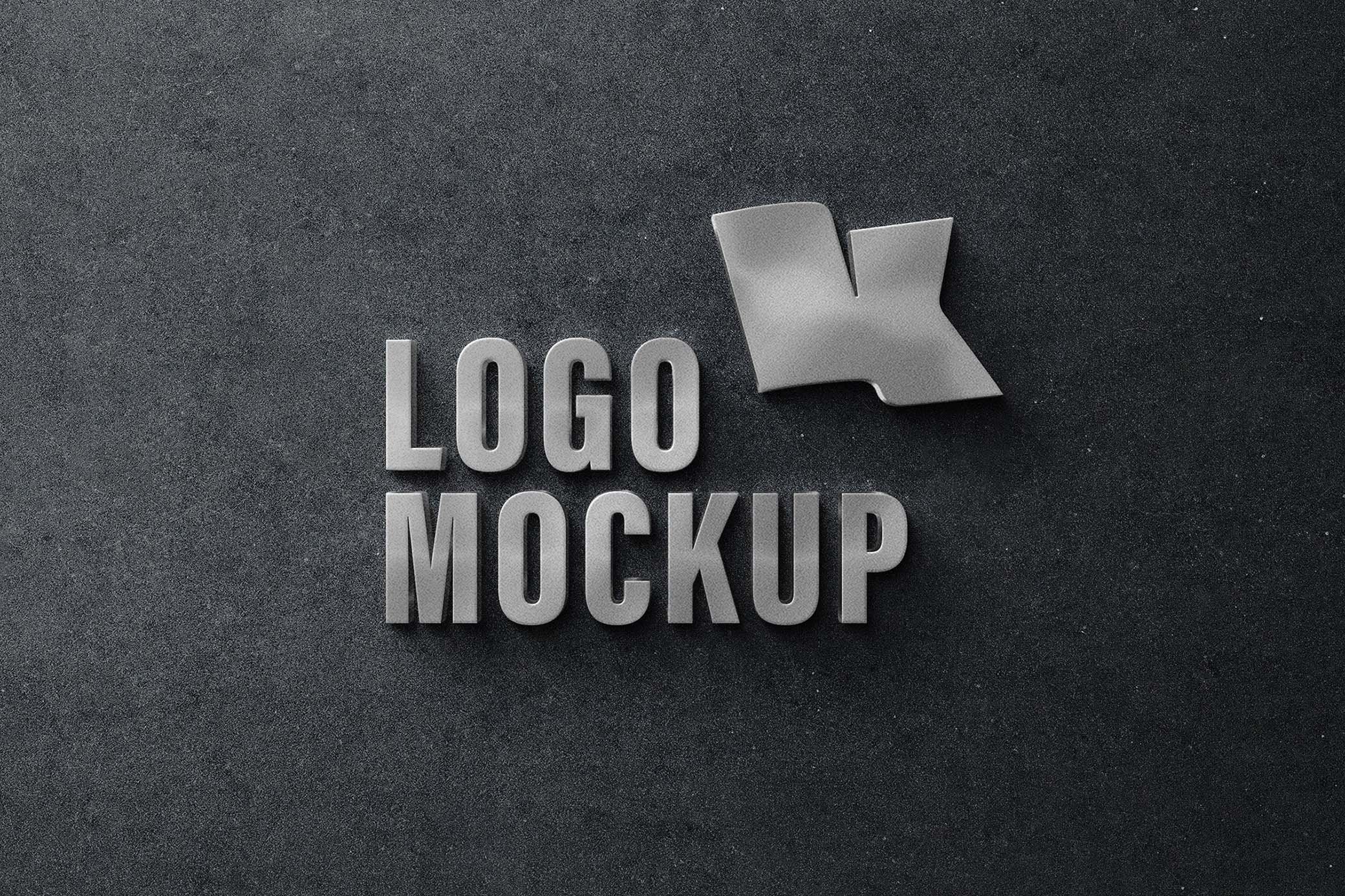 Metallic Sign Logo Mockup in Front View FREE PSD