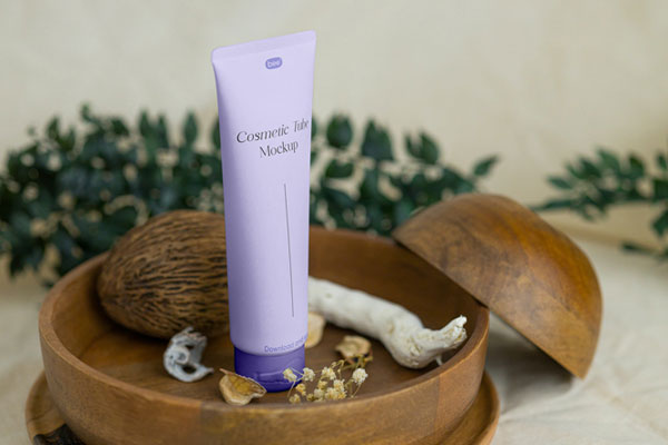 Perspective Sight of Standing Cosmetic Tube Mockup FREE PSD