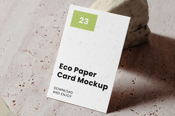 Perspective Sight of Vertical Card Mockup on Stones FREE PSD
