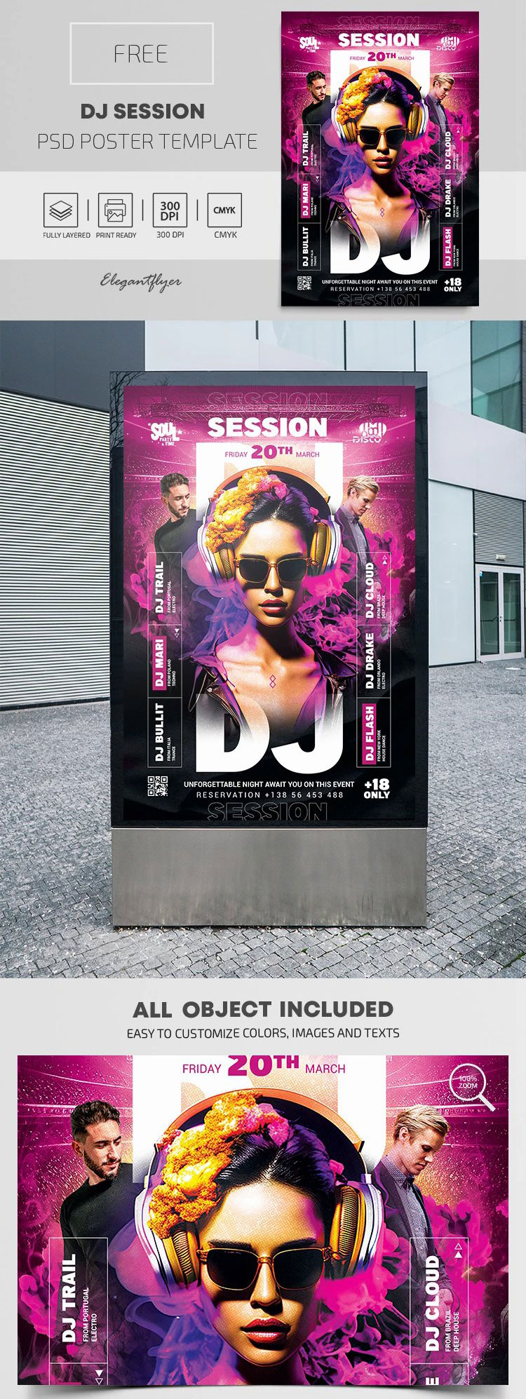 Purple Smoky DJ Session Flyer Template Free Download | Resource Boy