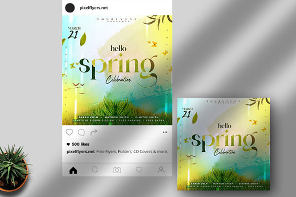 Free PSD  Blooming flowers spring sale 3d post design template