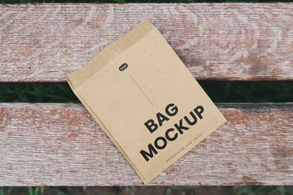 Top Shot of Paper Food Bag Mockup FREE PSD
