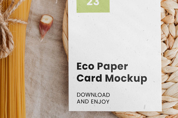 Top View of Paper Card Mockup with Pasta FREE PSD