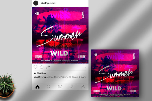 Warm Wild Summer Flyer / Instagram Banner Template FREE PSD