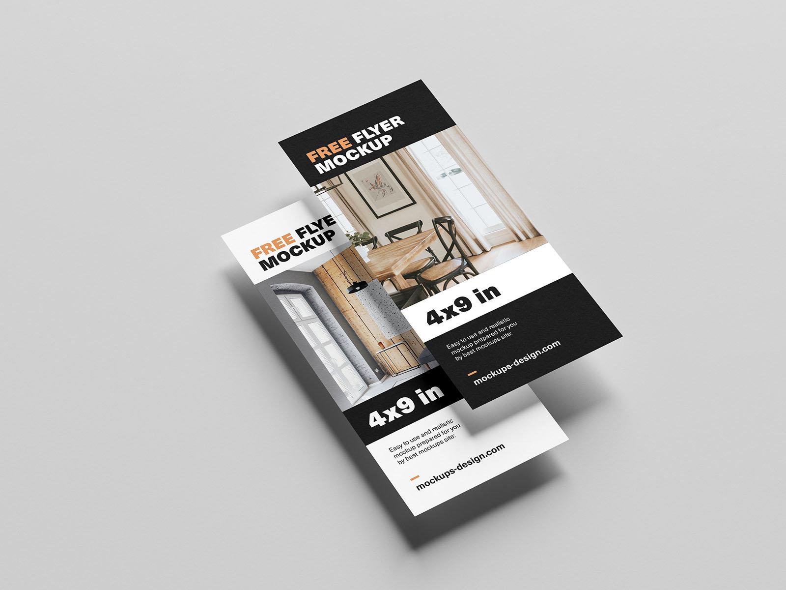 5 Mockups of 4 X 9 Flyer in Varied Shots FREE PSD