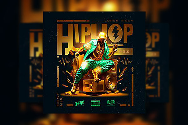 Eye-Catching Gold Hip Hop Album CD Cover Template FREE PSD