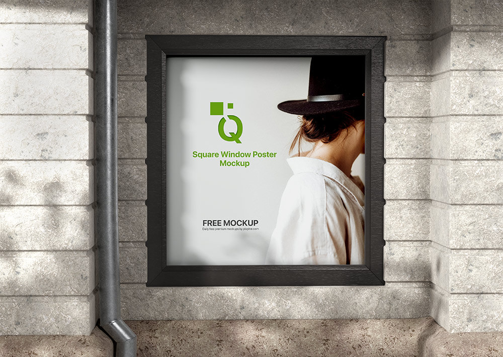 Facing Showcase of Square Window Poster Mockup FREE PSD