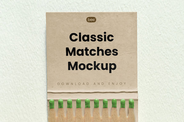 Facing View of Classic Matches Mockup FREE PSD