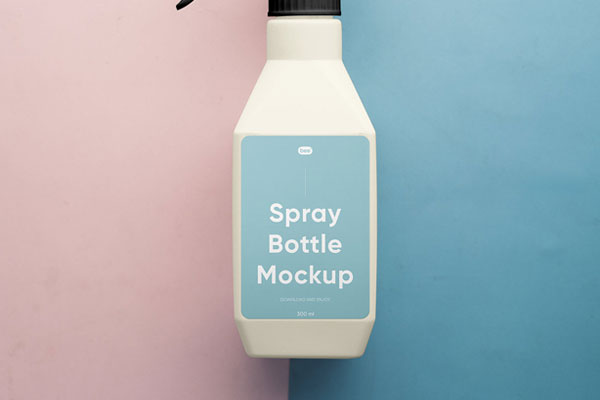Front Showcase of Detergent Spray Bottle Mockup FREE PSD