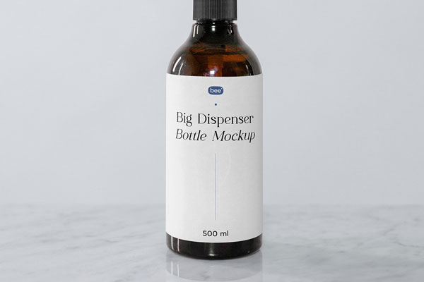 Front Sight of Amber Dispenser Bottle Mockup FREE PSD
