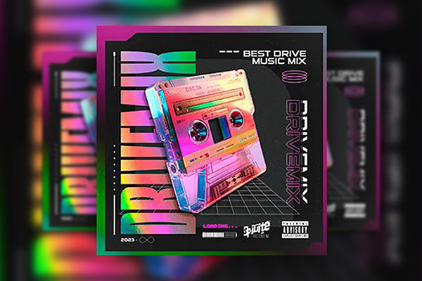 Hologram Drive Mix CD Cover Template FREE PSD