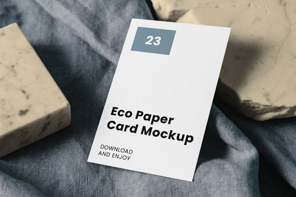 Lying Oblong Paper Card Mockup with Stones FREE PSD