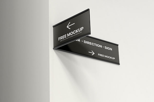 Perspective Scene of Indoor Direction Sign Mockup FREE PSD