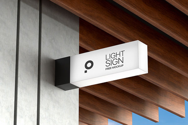 Perspective Scene of Light Sign Mockup FREE PSD