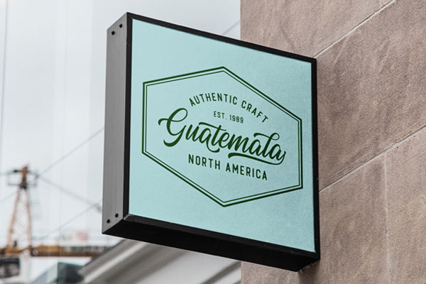 Perspective Showcase of Square Sign Mockup on Wall FREE PSD