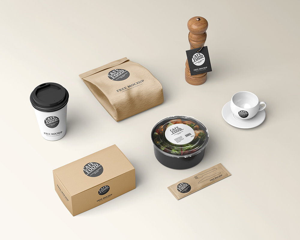 Perspective Sight of Café Food Branding Mockup FREE PSD