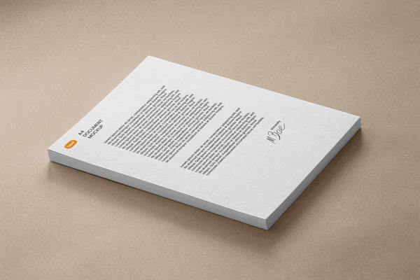 Perspective Sight of Lying Letterhead Stack Mockup FREE PSD