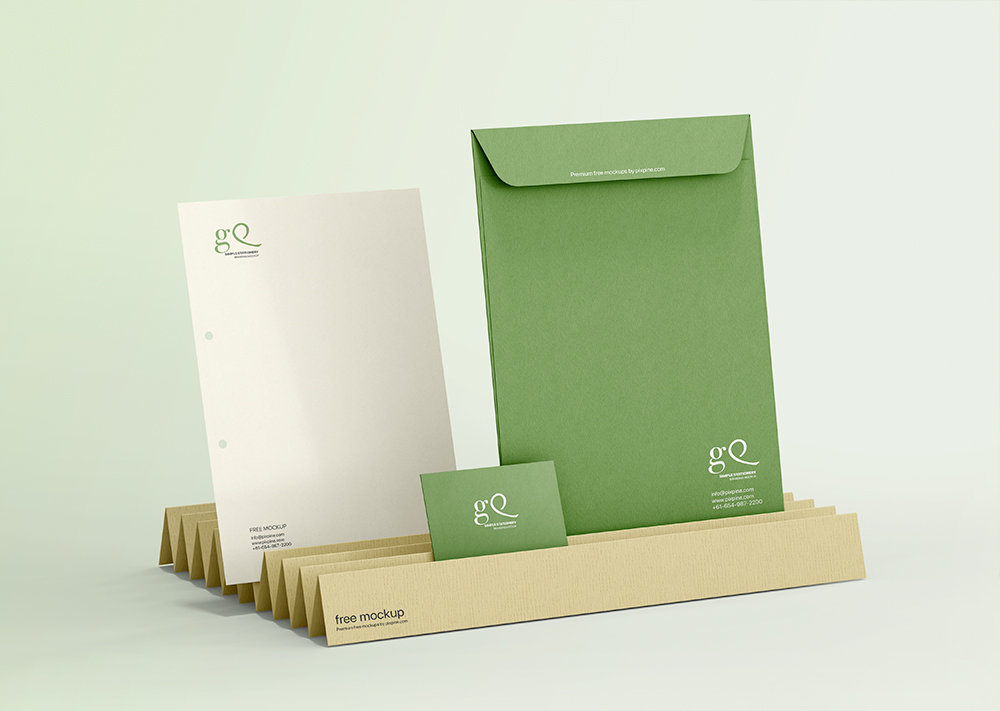 Perspective View of Simple Stationery Branding Mockup FREE PSD