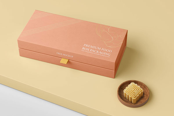 Premium Food Box Packaging Mockup in Perspective View FREE PSD