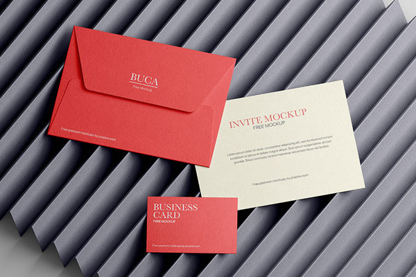 Top Showcase of Business Card Mockup with Envelope FREE PSD