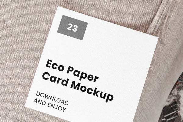 Top Showcase of Square Card Mockup on Pillow FREE PSD