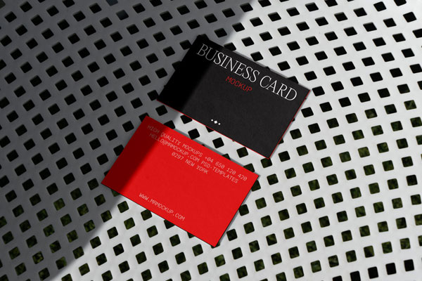 Top Sight of 2 Business Cards Mockup on Chair FREE PSD
