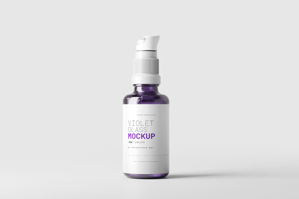 Violet Glass Lotion Pump Bottle Mockup FREE PSD