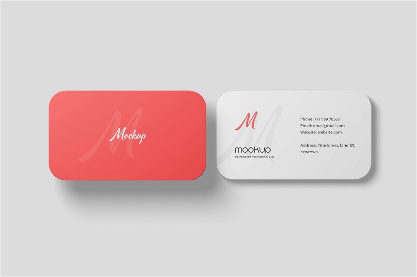 3 Sights of Clean Round Corner Business Card Mockup FREE PSD