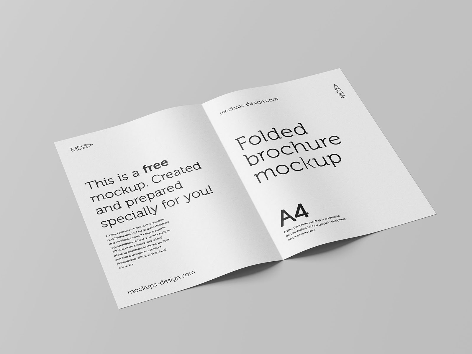 5 Shots of A4 Bifold Brochure Mockup FREE PSD