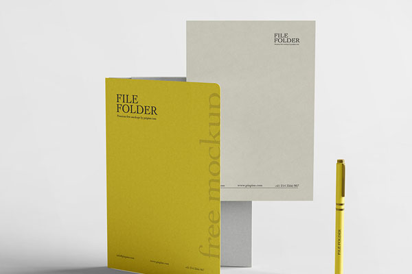 Facing Scene of Letterhead Mockup with Archive File Folder Free ...