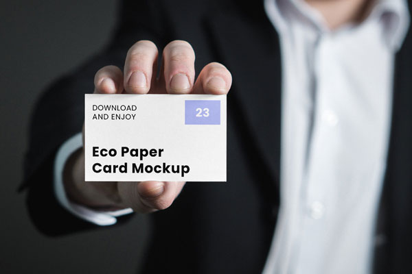 Facing Show of Business Card Mockup in Hand FREE PSD