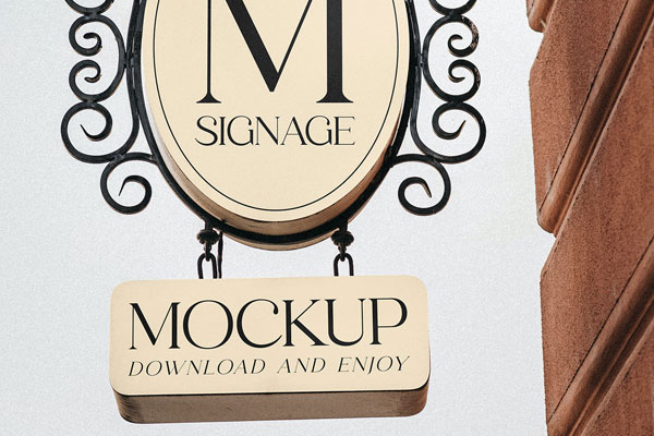 Facing Show of Rounded Signage Mockup FREE PSD