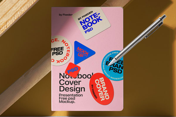 Facing Showcase of Cover Notebook Mockup FREE PSD
