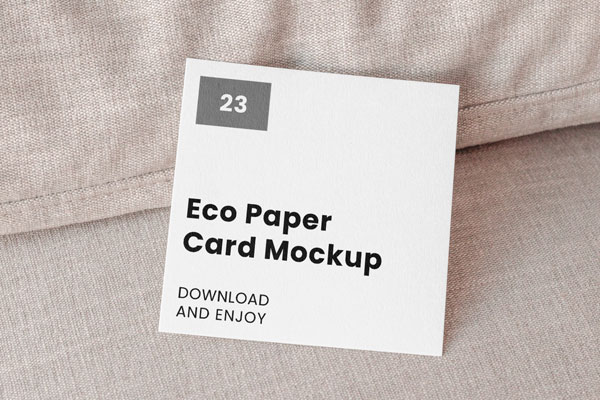 Facing View of Square Card Mockup on Pillow FREE PSD
