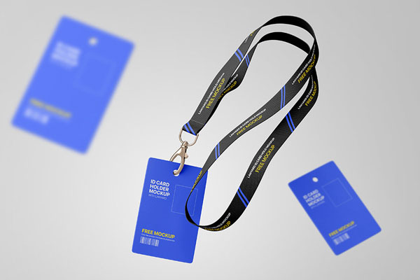 Front Sight of Floating Employee ID Card Holders Mockup Free Download ...