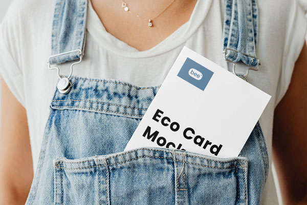 Front Sight of Paper Card Mockup in Dungarees FREE PSD