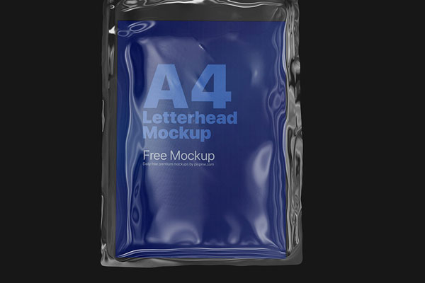 Front Vision of Plastic Wrapped A4 Letterhead Mockup FREE PSD