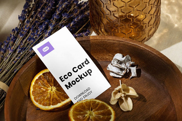 Perspective Showcase of Elegant Vertical Paper Card Mockup FREE PSD