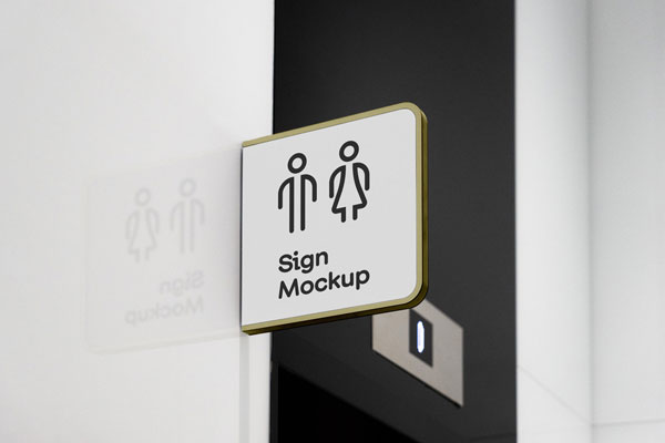 Perspective Sight of Modern Sign Mockup FREE PSD