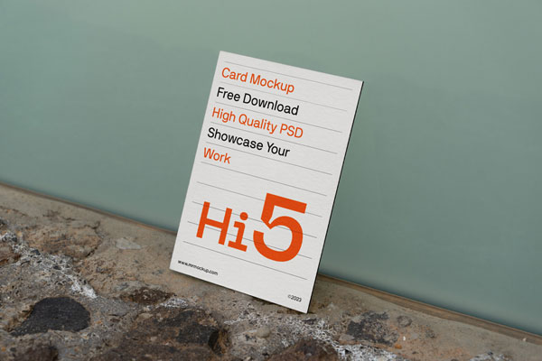 Perspective Vision of Card Based on Wall Mockup FREE PSD