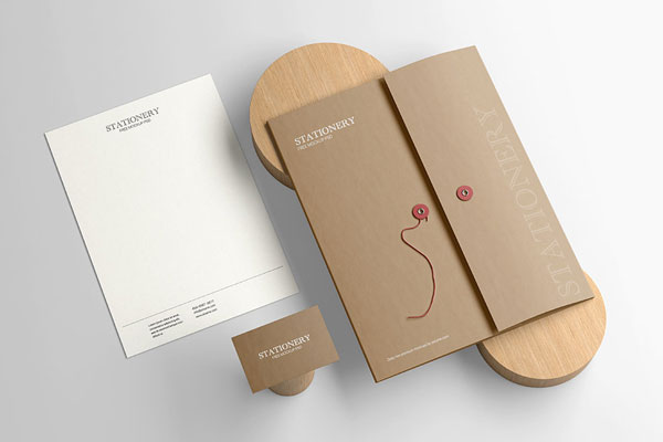 Simple Stationery Mockup in Perspective Vision FREE PSD