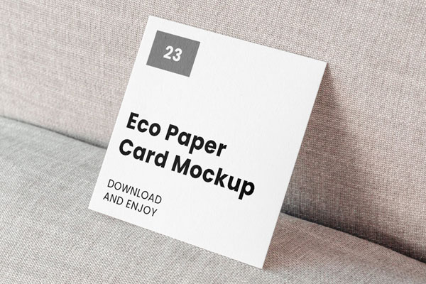 Square Paper Card Mockup in Perspective Shot FREE PSD