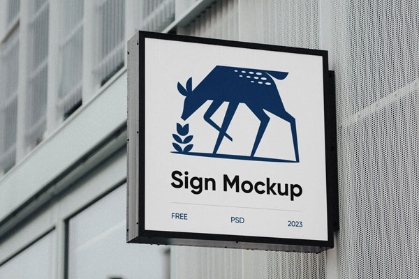 Square Sign Mockup in Perspective Vision FREE PSD