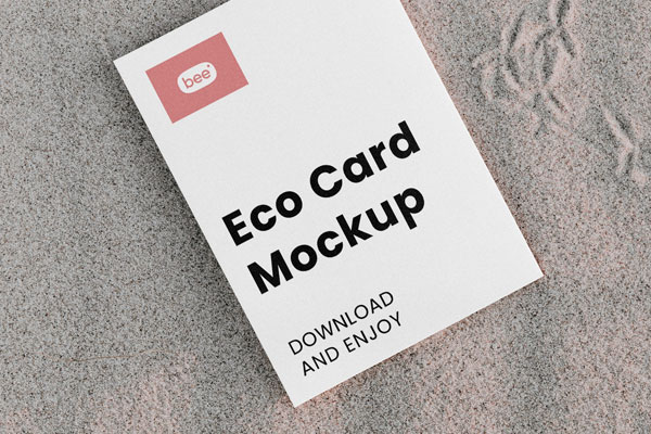 Top Showcase of Paper Card Mockup on Beach FREE PSD