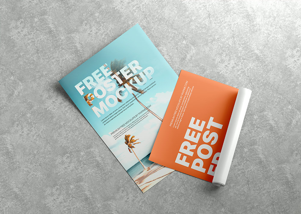 Top Showcase of Rolled and Flat Poster Mockup FREE PSD