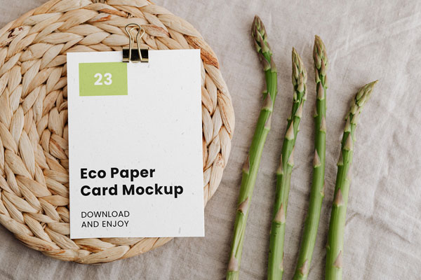 Top View of Paper Card Mockup with Clip FREE PSD