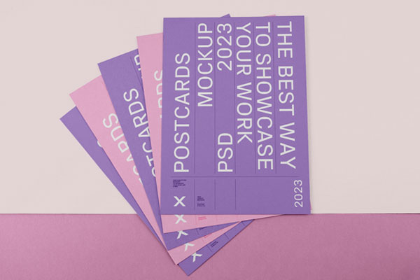 Top View of Postcards Mockup on Floor FREE PSD